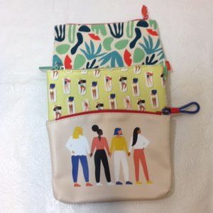 SET of THREE Ipsy Cosmetic Travel Makeup Pouch Bags